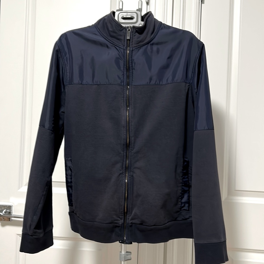 Mens Kenneth Cole Reaction Nylon And Jersey Full-zip Indigo Track